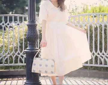 손수건 카라 코튼 원피스 White an another angelus