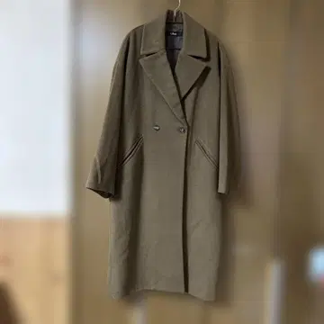 스카디 브라운 더블 버튼 롱 코트