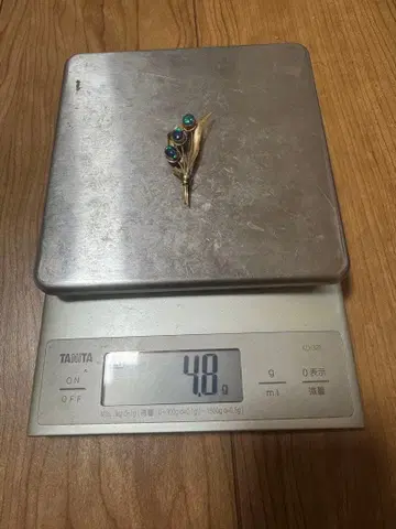 청록색 오팔 꽃다발 디자인 브로치 10k