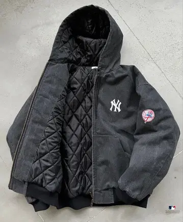 Perushu x MLB 콜라보 충전솜 퀼팅 덕 후드 블루종