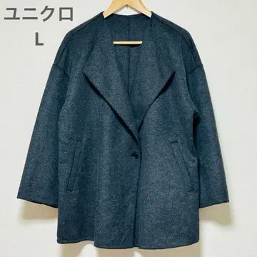 [유니클로] 더블 페이스 숏코트 다크 그레이 L