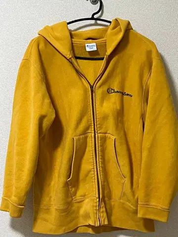 Champion 머스타드색 집업 후드티 L 사이즈
