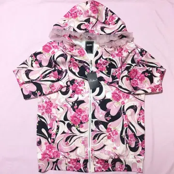 MA*RS 오리지널 패턴 프린트 후드티 마블 패턴 핑크 블랙 프리 사이즈