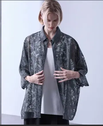 루즈 시어 셔츠 우먼 페이즐리 무늬