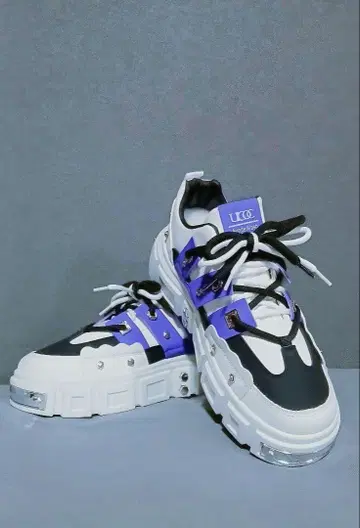 남성용 통굽 펑크 스트릿 스니커즈 신발 패션 화이트 보라색 블랙