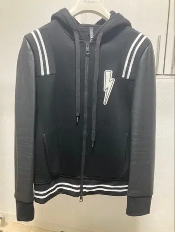 NEIL BARRETT 소매 가죽 후드티 닐바렛 xs 20aw