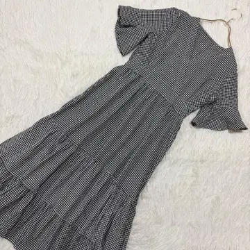 GRL 깅엄 체크 원피스 화이트 x 블랙 프리 오샤레