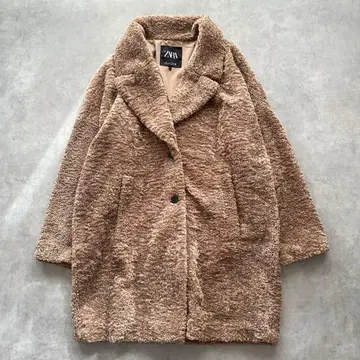 새상품급 ZARA 자라 복슬복슬 보아 롱 코트 테디베어 에코 퍼 L