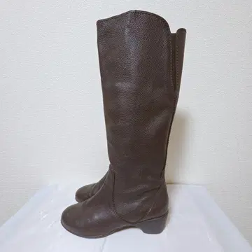 핏핏 롱 부츠 주름 가죽 사이드 지퍼 웨지솔 24.5cm