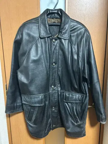 ITALIAN TASTE 블랙 가죽 코트 자켓