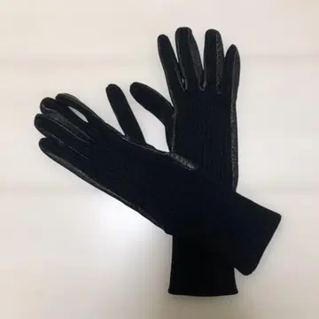 블랙 가죽 니트 그로브 롱 타입
