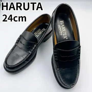 [ 새상품에 가까움 ] 하루타 코인 로퍼 24cm 블랙 일본제