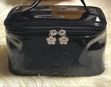MARY QUANT 메이크업 파우치 에나멜 블랙 마리쿠아 화장 파우치