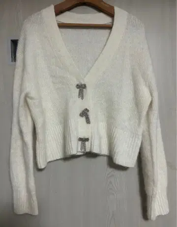 FURFUR 비쥬 리본 니트 가디건 화이트 아이보리