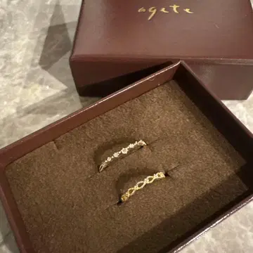 [ agate ] k10 다이아몬드 반지 2개 세트