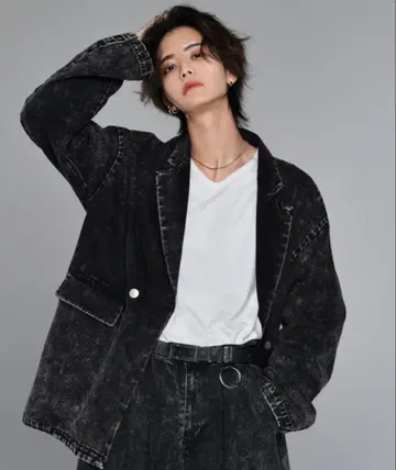 ADRER 데님 테일러드 자켓 블랙