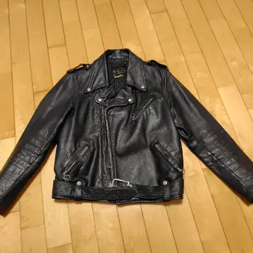 60sBrooks 천연 가죽 블랙 라이더 자켓