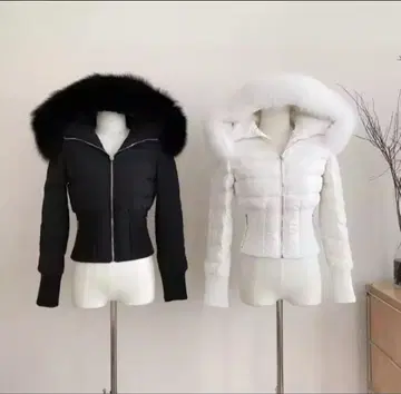 화이트 퍼 다운 자켓