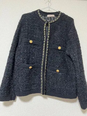 노카라 블랙 트위드 자켓