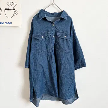 글로벌 워크 반팔 데님 셔츠 캐주얼 릴랙스 심플