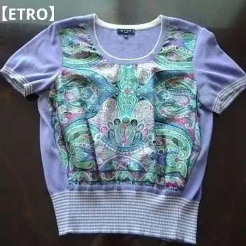 [ ETRO ] 에트로 니트 반팔 블루 퍼플 계열