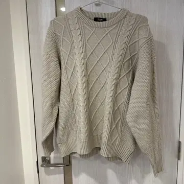 BEAMS HEART 케이블 짜임 니트 스웨터 M 베이지