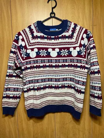 디즈니 리조트 미키 노르딕 무늬 니트 스웨터 L 사이즈