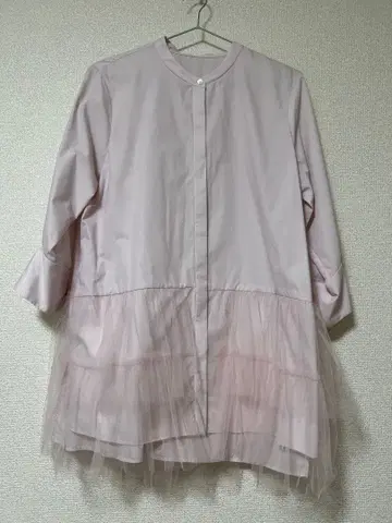 튤 장식 핑크 긴팔 셔츠