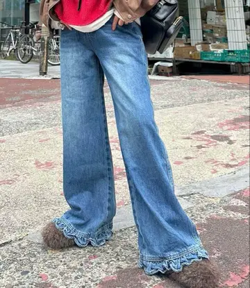 Alley Tokyo 밑단 프릴 데님 블루 M