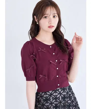 tocco 리본 포함 펄 단추 가디건 maosy 마오시