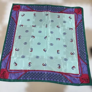 빈티지 vintage 민트 그린 말굽 스카프 77cm