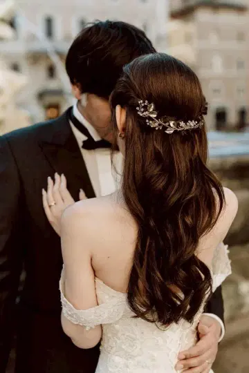 Bride me 브라이덜 헤드 액세서리 리프 모티브 크리스탈