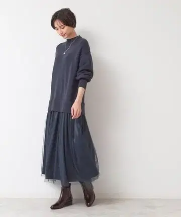 Dessin [세탁 가능] 튤 스커트 도킹 원피스