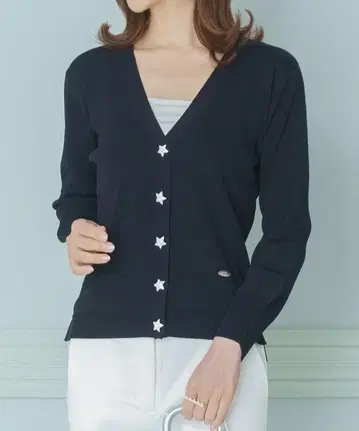 프리마셰레 별 비쥬 버튼 니트 가디건