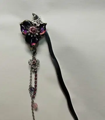 시미즈자카 유리관 헤어콤 보라색 꽃 teftef