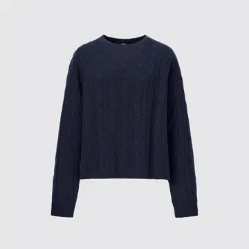 UNIQLO C 캐시미어 케이블 크루넥 숏 스웨터