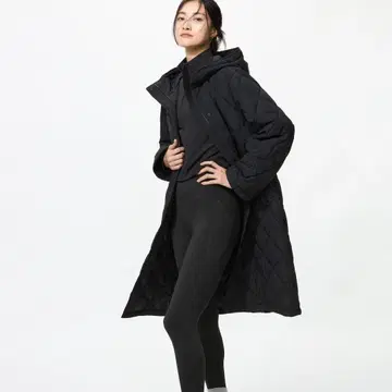 UNIQLO 퍼프 테크 롱 코트 릴랙스 핏 블랙