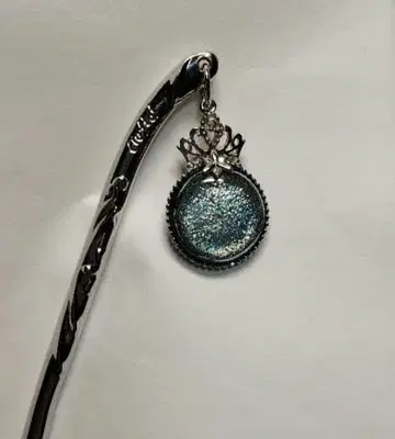 시미즈자카 유리관 헤어콤 실버 블루 라메 teftef