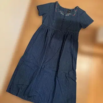 ERIKA 자수 데님 셔츠 원피스 반팔