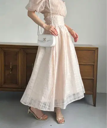 뒷면 레이스업 코르셋 스커트 아이보리