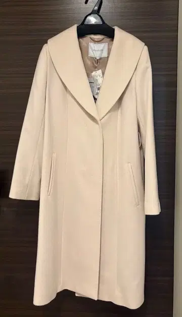 L 베이지 롱 코트 벨트 포함
