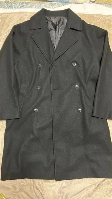 블랙 더블 브레스트 코트 L 사이즈