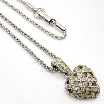 스와로브스키 하트 뜨개질 모티브 목걸이 실버 큐빅