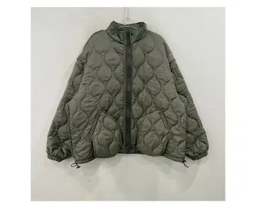 올리브 그린 퀼팅 자켓