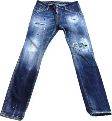 데미지 가공 다크 블루 스키니 데님