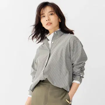 23구 Canclini 베이직 셔츠 카키 스트라이프