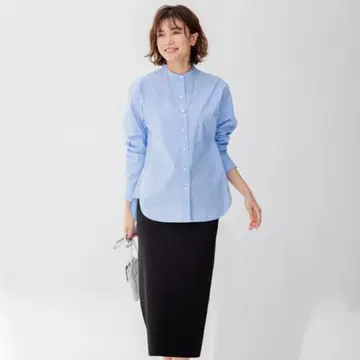 23구 Canclini 밴드 카라 셔츠 블루