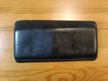 소메스 안장 페 가죽 장지갑 파란색 스티치