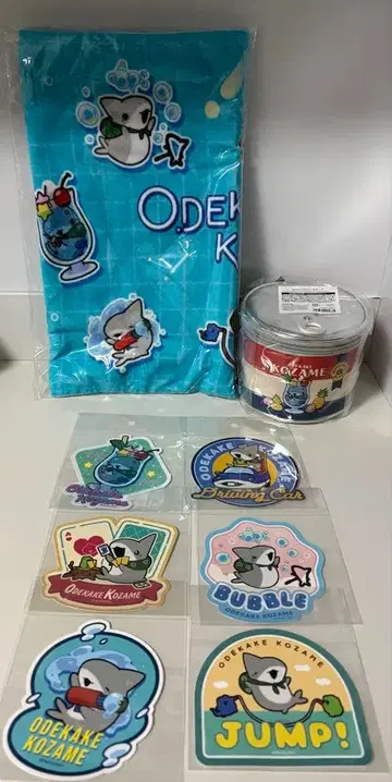 8000엔 상당 외출 아기상어 한정판 타월 파우치 스티커 묶음 판매