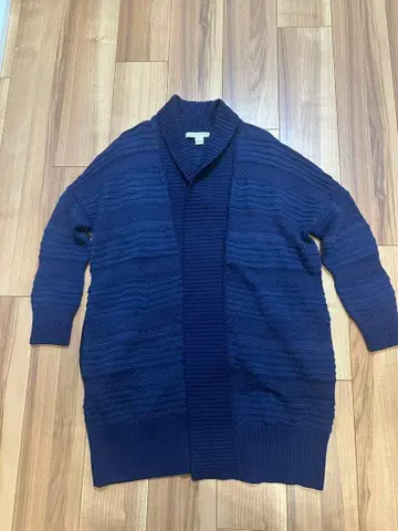 DVF 고급 메리노울 x 실크 롱 가디건 M 네이비